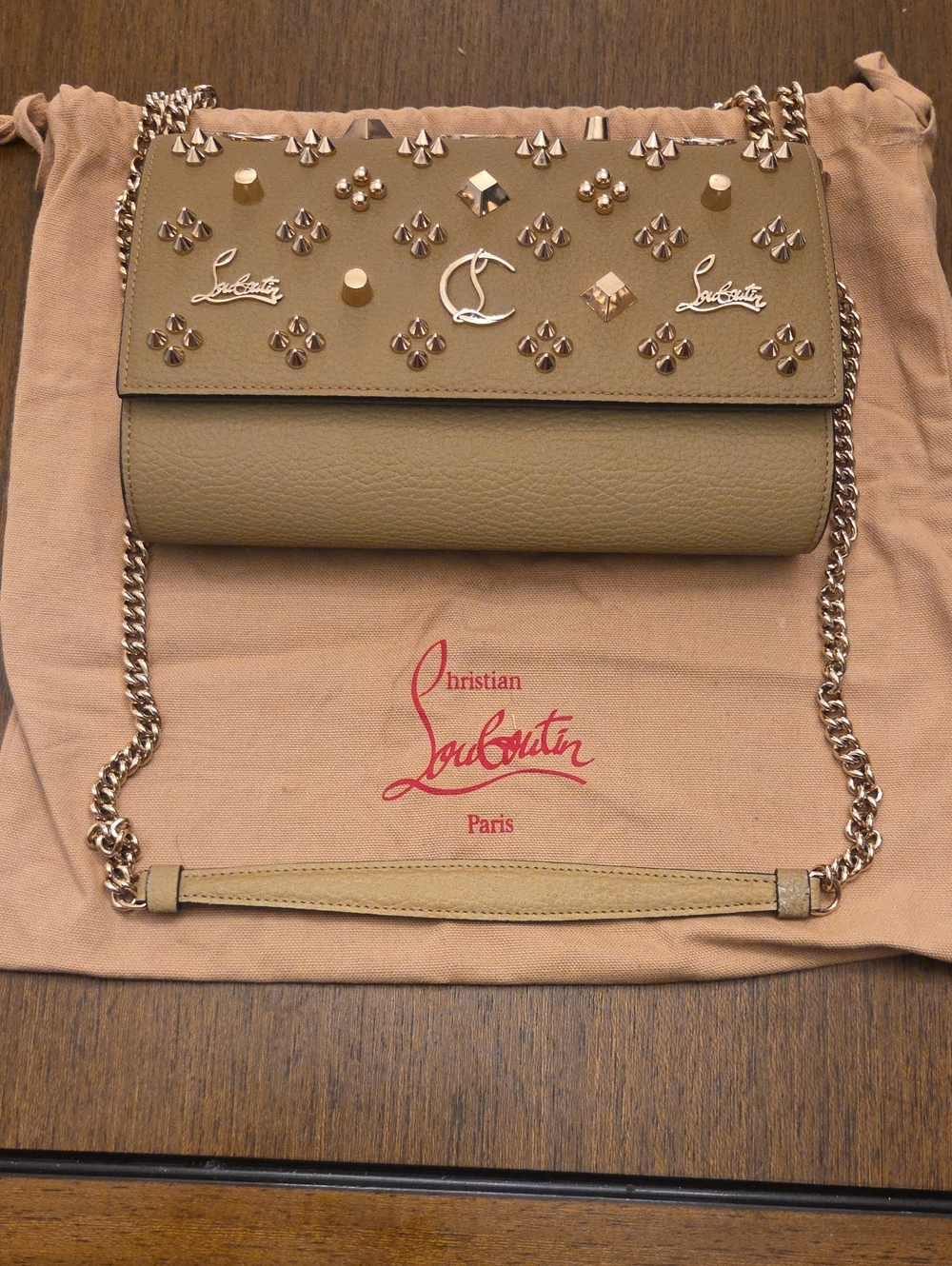 Christian Louboutin Olive Studded Leather Chain Crossbody
